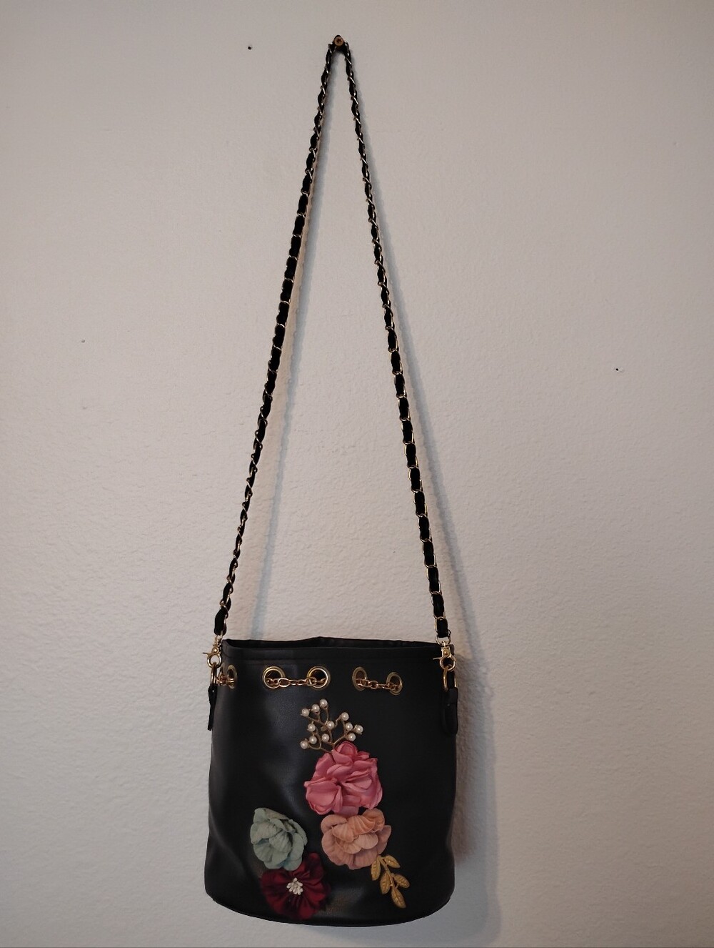 Whimsy Floral Bucket Crossbody Purse